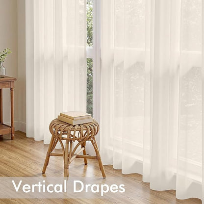 MIULEE Light Beige Sheer Curtains 90 Inches Long 4 Panels 42 x 90 Inches | - Image 5