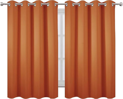Orange Blackout Curtains 52 x 54 Inch Length/Set of 2 Curtain Panels/Thermal - Image 2