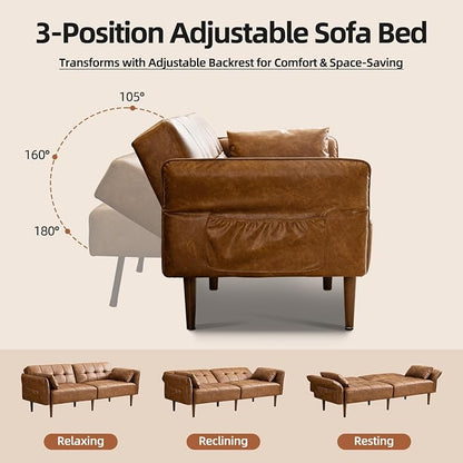 HALLYBEE 85” Futon Sofa Bed, Sleeper Sofa, Small Couch - Image 4