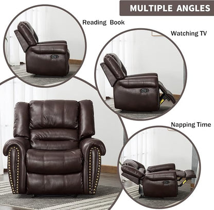 CANMOV Leather Recliner Chair, Classic and Traditional Manual Recliner Chair - Image 8