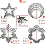 Basic Cookie Cutters 16Pcs, Star Round Flower Snow Shapes Cookie Cutter 4 Size, Biscuit Fondant Cutters Pancake Molds for Baking Decorating Daily Holiday Birthday Party