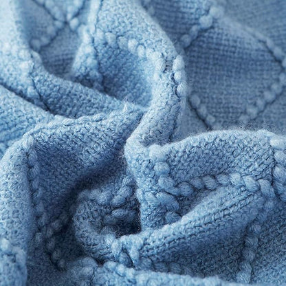 BOURINA Blue Throw Blanket 60x80 Inches Throw Textured Solid Soft Sofa Throw - Image 5