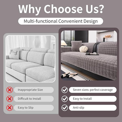 Velvet Couch Cover, Washable Sectional Sofa Cover, Anti Slip Sofa Slipcovers - Image 4