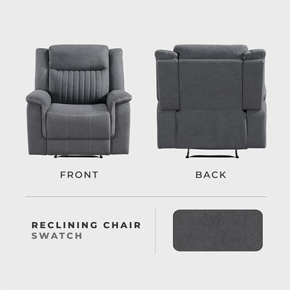 Lexicon Manual Recliner Chair, Polished Microfiber Reclining Sofa Chair - Image 6