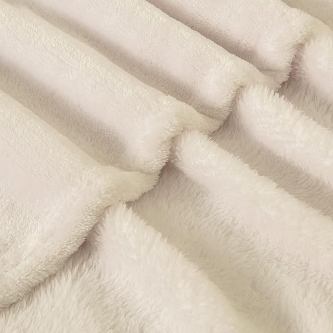 BEDELITE Fleece Blanket Soft Plush Queen Size Bed Blanket Beige 90"x90" | Ultra - Image 7