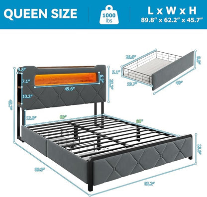Jocoevol Queen Upholstered LED Bed Frame - Image 2