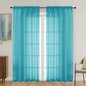 Turquoise Sheer Curtains 72 Inches Long 2 Panels Set, Light Filtering Sheer by OVZME