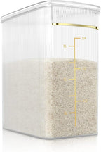 TBMax Rice Storage Container 20 Lbs, Crystal-Clear Large Food Container Rice Holder Bin with Measuring Cup for Flour, Sugar, Oatmeal, Kitchen Pantry Organization and Storage