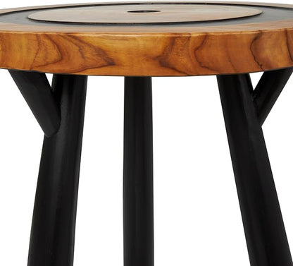 Deco 79 Teak Wood Geometric Side End Accent Table Layered Circle End Table - Image 6