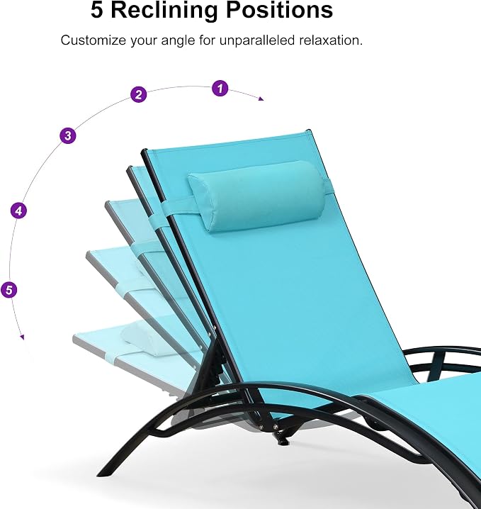PURPLE LEAF Patio Oversized Chaise Lounge Chair Set - Image 7