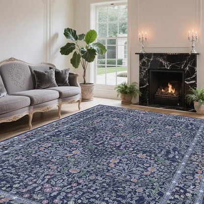 5x7 Washable Area Rugs for Living Room, Stain Resistant Vintage Rugs for Dining - Image 2