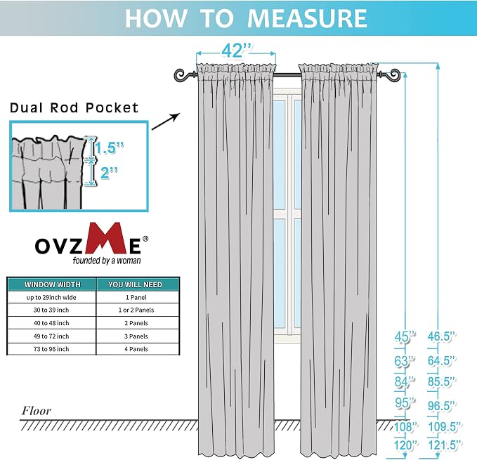 2 Pack Ivory Sheer Curtain Panels - Image 9