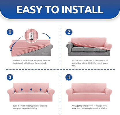 Stretch Chair Sofa Slipcover, Single Couch Cover, Dusty Pink | 1-Piece Washable - Image 4