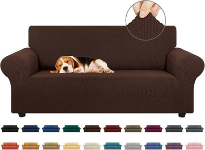Stretch Loveseat Couch Cover, 2 Cushion Couch Slipcover, Chocolate | 1-Piece by KEKUOU