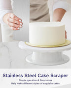 12 Inch Stainless Steel Cake Scraper Set of 2, Metal Cake Scraper Double Sided Patterned Edge for Icing Smoother,Tall Cake Scraper, Cake Combs for Buttercream