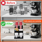 MYITYARD Coffee Station Organizer, Coffee Cup Holder for Countertop, Cup and Lid Dispenser with 6 Compartment, Cup and Condiment Station for Home, Kitchen, Office and Breakroom
