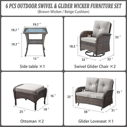 Belord 6 Pieces Wicker Patio Conversation Sets - Image 2