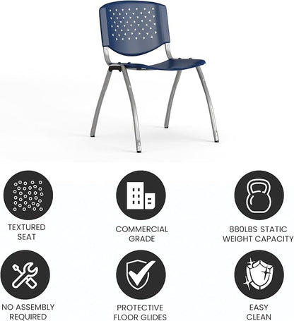Flash Furniture HERCULES Series 880 lb. Capacity Navy Plastic Stack Chair - Image 5