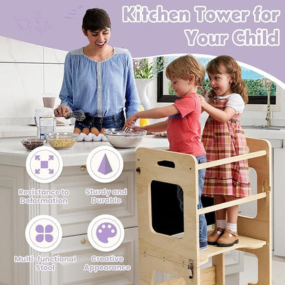 labebe Toddler Standing Tower for 12M+, Montessori Foldable Learning Standing - Image 7