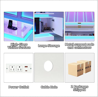 chartustriable 81IN LED TV Stands w/50 inch Fireplace Power Outlet - Image 8