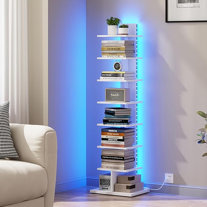 TUTOTAK Narrow Bookshelf, 8-Tier Bookcase by ChoosetutotakFurnitureBuildYourCozyHome
