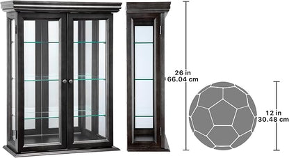 Design Toscano Country Tuscan Hardwood Wall Curio Cabinet: Ebony Black Finish - Image 2