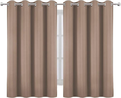 Cappuccino Blackout Curtains/52 x 45 Inch Length Set of 2 Panels Grommet Short - Image 2