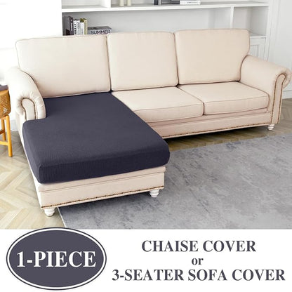 LA MEACK Chaise Couch Cushion Cover Washable Separate Seat Stretch Sectional - Image 2