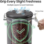 Veken Coffee Canister, 39OZ Large, Airtight Stainless Steel Food Storage Container for 2.2lbs Coffee Beans, Ground, Sugar, Tea, Flour, Rice, Cereal, Cookies Jars, Bar Accessories & Gifts, Gray