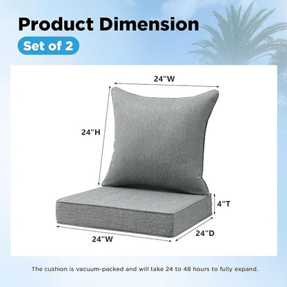 Outdoor Deep Seat & Back Cushion Set, 24 x 24 Inch Water Repellent and Fade - Image 2
