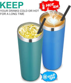 VEGOND Stainless Steel Skinny Tumbler, 20 oz Vacuum Insulated Tumbler with Lid and Straw, Double Wall Coffee Cup, Travel Mug for Cold Hot Drinks, Dark Green 1 Pack