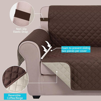 U-NICE HOME Reversible Recliner Chair Covers, Coffee/Beige | 23''Armchair Cover - Image 3