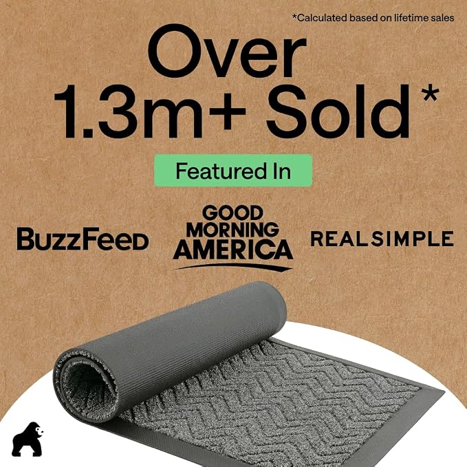 GORILLA GRIP 100% Waterproof All-Season WeatherMAX Doormat US Designed Natural - Image 4