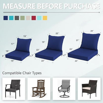 24x24 Inch Outdoor Chair Cushions Set of 2, Patio Furniture Cushions - Image 7