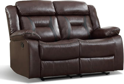 EBELLO Manual Faux Leather Loveseat Recliner, 2 Seat Reclining Sofa Chair - Image 7