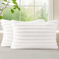 decorUhome Fall Faux Fur Throw Pillow Covers 12x20 Set of 2 White | Decorative by decorUhome