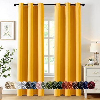 MIULEE Blackout Curtains for Bedroom 2 Panels 40 x 84 Inch Long Yellow | by MIULEE