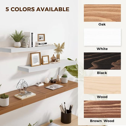 36x8x1.6 inch Floating Shelves Set of 2 – Solid Wood Rustic White Wall Mounted - Image 8
