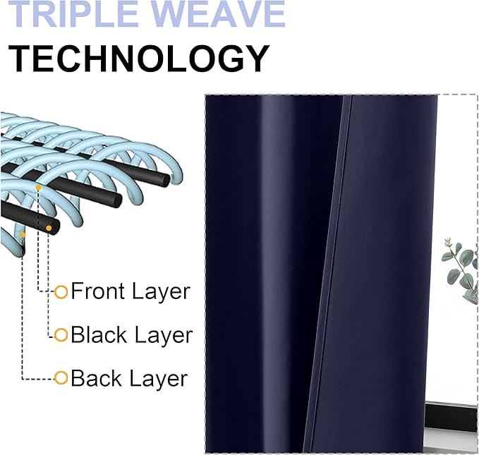 Simplebrand Ava Navy Blue Blackout Curtains - Image 5