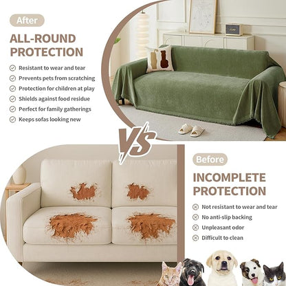 Couch Cover for Dogs, Boho Sofa Covers for 4 Cushion Couch, Chenille Sofa - Image 3