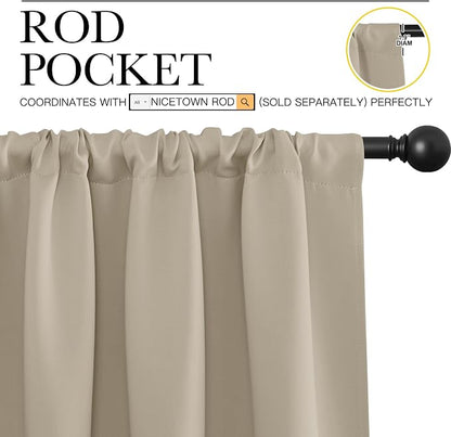 NICETOWN 2 Panels Blackout Curtains, Rod Pocket Window Curtains Room Darkning - Image 2