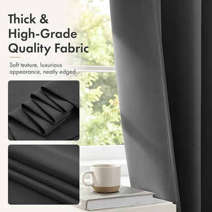 MIULEE 4 Panels Set Grey Blackout Curtains 63 Inch Length Bedroom | Thermal - Image 5