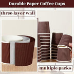 Yaomiao 200 Pcs 4 oz Disposable Espresso Coffee Cups Ripple Corrugated Paper Insulated Hot Cups for Party Cold Drinks Hot Beverage Tea(Coffee)