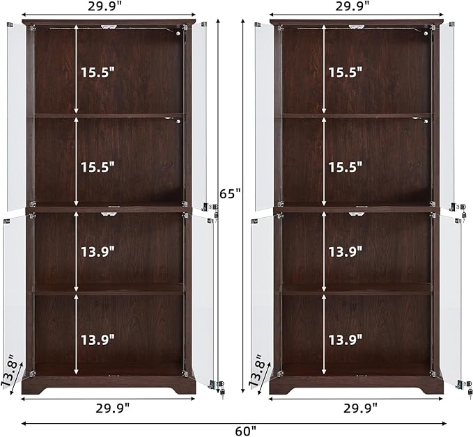 LELELINKY Farmhouse Display Cabinet Set of 2 - Image 3