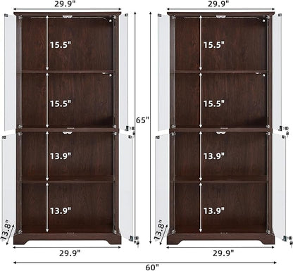 LELELINKY Farmhouse Display Cabinet Set of 2 - Image 3