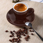 Porcelain Espresso Cup with Saucer, Espresso shot Cup, 80ml/2.7Oz, Brown