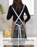 Lisianthus 2 Pack Adjustable Bib Aprons for Women with Pockets, Men's Kitchen Cooking Apron