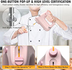 Electric Hand Mixer with Stainless Steel Whisk, Dough Hook Attachment and Storage Bag, Handheld Mixer for Baking Cakes, Eggs, Cream Food Mixers. Turbo Boost /5 Speed Kitchen Blender PINK