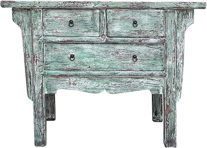 Vintage Distressed Pastel Green Marks Drawers Credenza Side Table Cabinet by ORIENTLIVING