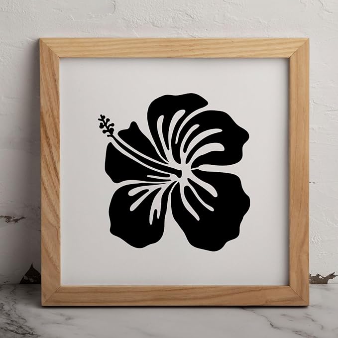 MAGJUCHE Hibiscus Stencil 12 Inches, Reusable Spring Flower Stencil for Painting DIY Crafts Decor